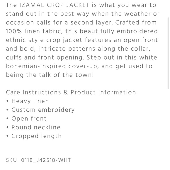 Johnny Was | Izamal Crop Jacket Embroidered 100% Linen w/ Pockets - Picture 3 of 15
